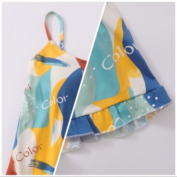 New Colorful Cami Ruffle Pajama Set - Picture 3 of 4